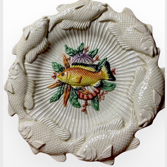 Fitz and Floyd Kitchen Vintage Fitz And Floyd Offwhite Green